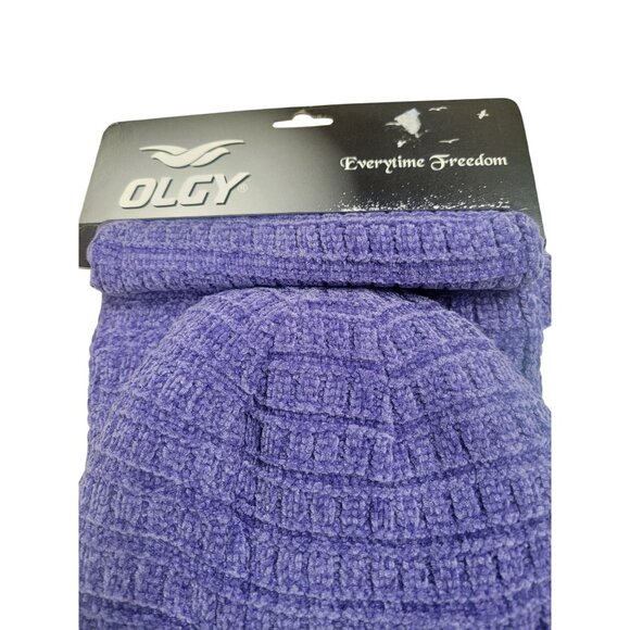 Olgy Knit Beanie Hat & Scarf Set Purple Acrylic Winter Warm - Picture 1 of 2